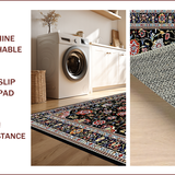 Ultra Soft Area Rug, Non Slip, Stain Resistant, Washable Area Rugs for Living Room, Bedroom, Artful Black and White Floral(Black)