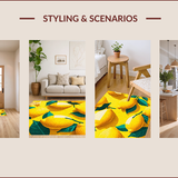 Ultra Soft Area Rug, Non Slip, Stain Resistant, Washable Area Rugs for Living Room, Bedroom, Playful Bright Yellow Whimsy(Yellow)