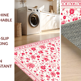 Ultra Soft Area Rug, Non Slip, Stain Resistant, Washable Area Rugs for Living Room, Bedroom, Vibrant Retro Blossom Design(White)