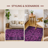 Ultra Soft Area Rug, Non Slip, Stain Resistant, Washable Area Rugs for Living Room, Bedroom, Classic Monochrome Trellis Features(Purple)