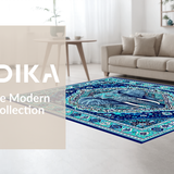 Ethnic Symbolic Patterned Floor Covering(Blue)