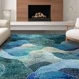 Ultra Soft Area Rug, Non Slip, Stain Resistant, Washable Area Rugs for Living Room, Bedroom, Nautical 3D Octopus Adventure Rug Runner Artistic Whale Trap Illusion(Blue)