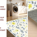 Ultra Soft Area Rug, Non Slip, Stain Resistant, Washable Area Rugs for Living Room, Bedroom, Elegant Subtle Flower Design(Yellow)