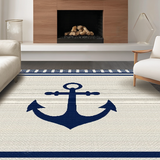 Ultra Soft Area Rug, Non Slip, Stain Resistant, Washable Area Rugs for Living Room, Bedroom, Coastal Inspired Anchor Motif(Beige)