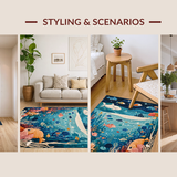 Ultra Soft Area Rug, Non Slip, Stain Resistant, Washable Area Rugs for Living Room, Bedroom, Toddler Playroom Ocean Adventure Alphabet Shape Area Rug(Blue)