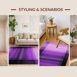 Ultra Soft Area Rug, Non Slip, Stain Resistant, Washable Area Rugs for Living Room, Bedroom, Minimalist Abstract Lines Arrangement(Purple)