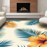 Ultra Soft Area Rug, Non Slip, Stain Resistant, Washable Area Rugs for Living Room, Bedroom, Lively Cream Orange Botanical Design(Orange)