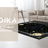 Ultra Soft Area Rug, Non Slip, Stain Resistant, Washable Area Rugs for Living Room, Bedroom, Haunting Star-Dusted Minimalism(Black)