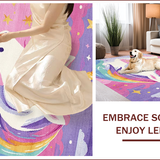 Ultra Soft Area Rug, Non Slip, Stain Resistant, Washable Area Rugs for Living Room, Bedroom, Whimsical Pastel Unicorn Fantasy(Purple)