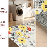Ultra Soft Area Rug, Non Slip, Stain Resistant, Washable Area Rugs for Living Room, Bedroom, Rustic Vibrant Bloom Arrangement(Yellow)