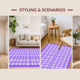 Ultra Soft Area Rug, Non Slip, Stain Resistant, Washable Area Rugs for Living Room, Bedroom, Contemporary Purple Tiled Motif(Purple)