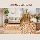 Ultra Soft Area Rug, Non Slip, Stain Resistant, Washable Area Rugs for Living Room, Bedroom, Warm Toned Tiled Aesthetic Piece(Orange)