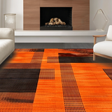 Ultra Soft Area Rug, Non Slip, Stain Resistant, Washable Area Rugs for Living Room, Bedroom, Dynamic Modern Optical Design(Orange)
