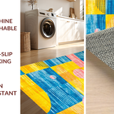 Ultra Soft Area Rug, Non Slip, Stain Resistant, Washable Area Rugs for Living Room, Bedroom, Eclectic Abstract Linear Composition(Yellow)