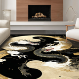 Ultra Soft Area Rug, Non Slip, Stain Resistant, Washable Area Rugs for Living Room, Bedroom, Vivid Contrast Floral Dragon Pattern(Gold)