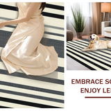 Ultra Soft Area Rug, Non Slip, Stain Resistant, Washable Area Rugs for Living Room, Bedroom, Artistic Contemporary Striped Visual(Beige)