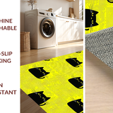 Ultra Soft Area Rug, Non Slip, Stain Resistant, Washable Area Rugs for Living Room, Bedroom, Lively Abstract Feline Composition(Yellow)