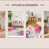 Ultra Soft Area Rug, Non Slip, Stain Resistant, Washable Area Rugs for Living Room, Bedroom, Stylish Contemporary Artistic Blend(Pink)