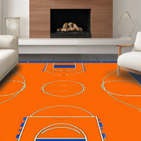 Ultra Soft Area Rug, Non Slip, Stain Resistant, Washable Area Rugs for Living Room, Bedroom, Vibrant Basketball Court Motif(Orange)