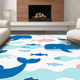 Ultra Soft Area Rug, Non Slip, Stain Resistant, Washable Area Rugs for Living Room, Bedroom, Adorable Sea Animal Decor Theme(Blue)