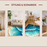 Ultra Soft Area Rug, Non Slip, Stain Resistant, Washable Area Rugs for Living Room, Bedroom, Summer Seaside Aesthetic Bedroom Non-Slip Area Rug(Blue)