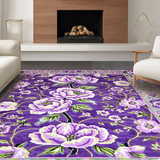 Ultra Soft Area Rug, Non Slip, Stain Resistant, Washable Area Rugs for Living Room, Bedroom, Gorgeous Floral Tassel Embellishment(Purple)