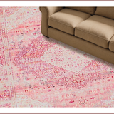 Ultra Soft Area Rug, Non Slip, Stain Resistant, Washable Area Rugs for Living Room, Bedroom, Whimsical Pastel Botanical Motif(Pink)