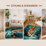 Ultra Soft Area Rug, Non Slip, Stain Resistant, Washable Area Rugs for Living Room, Bedroom, Unique Colorful Jungle Inspired Runner(Orange)