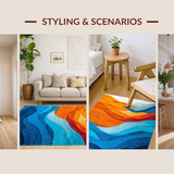Ultra Soft Area Rug, Non Slip, Stain Resistant, Washable Area Rugs for Living Room, Bedroom, Vibrant Abstract Geometric Theme(Orange)