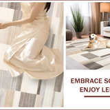 Ultra Soft Area Rug, Non Slip, Stain Resistant, Washable Area Rugs for Living Room, Bedroom, Elegant Neutral Toned Abstract Design(Beige)