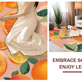 Ultra Soft Area Rug, Non Slip, Stain Resistant, Washable Area Rugs for Living Room, Bedroom, Blush Fruit Design Area Rug Bright Orange Green Carpet(Orange)
