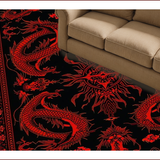 Ultra Soft Area Rug, Non Slip, Stain Resistant, Washable Area Rugs for Living Room, Bedroom, Colorful Dragon Fantasy Motif(Red)