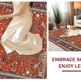 Ultra Soft Area Rug, Non Slip, Stain Resistant, Washable Area Rugs for Living Room, Bedroom, Vintage Ethnic Burnt Orange Motif(Red)