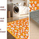 Ultra Soft Area Rug, Non Slip, Stain Resistant, Washable Area Rugs for Living Room, Bedroom, Lively Spring-Inspired Rug Art(Orange)