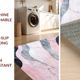 Ultra Soft Area Rug, Non Slip, Stain Resistant, Washable Area Rugs for Living Room, Bedroom, Elegant Irregular Marble Motif(Pink)