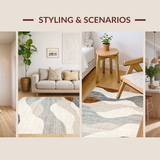 Ultra Soft Area Rug, Non Slip, Stain Resistant, Washable Area Rugs for Living Room, Bedroom, Artful Contemporary Linear Design(Beige)