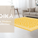 Ultra Soft Area Rug, Non Slip, Stain Resistant, Washable Area Rugs for Living Room, Bedroom, Charming Mustard Geometric Accents(Yellow)