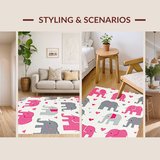 Ultra Soft Area Rug, Non Slip, Stain Resistant, Washable Area Rugs for Living Room, Bedroom, Soft Gray Pastel Animal Print(Pink)