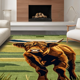 Ultra Soft Area Rug, Non Slip, Stain Resistant, Washable Area Rugs for Living Room, Bedroom, Colorful Folk Art Aesthetic(Brown)