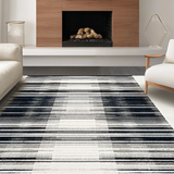 Ultra Soft Area Rug, Non Slip, Stain Resistant, Washable Area Rugs for Living Room, Bedroom, Bold Black White Floor Decor(Black)