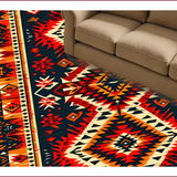 Ultra Soft Area Rug, Non Slip, Stain Resistant, Washable Area Rugs for Living Room, Bedroom, Aztec Western Print(Red)
