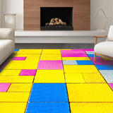 Ultra Soft Area Rug, Non Slip, Stain Resistant, Washable Area Rugs for Living Room, Bedroom, Vibrant Geometric Tile Motif(Yellow)