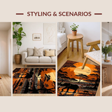 Ultra Soft Area Rug, Non Slip, Stain Resistant, Washable Area Rugs for Living Room, Bedroom, Rustic Warm Toned Abstract Art(Brown)