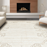 Ultra Soft Area Rug, Non Slip, Stain Resistant, Washable Area Rugs for Living Room, Bedroom, Serene Light Beige Flowing Patterns(Beige)