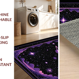 Ultra Soft Area Rug, Non Slip, Stain Resistant, Washable Area Rugs for Living Room, Bedroom, Cosmic Whimsical Star Motif(Purple)