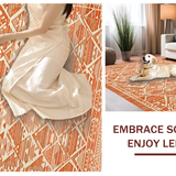 Ultra Soft Area Rug, Non Slip, Stain Resistant, Washable Area Rugs for Living Room, Bedroom, Stylish Pastel Floral Accents(Orange)
