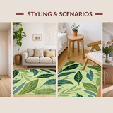 Ultra Soft Area Rug, Non Slip, Stain Resistant, Washable Area Rugs for Living Room, Bedroom, Charming Groovy Green Floral Aesthetic(Green)