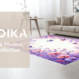 Ultra Soft Area Rug, Non Slip, Stain Resistant, Washable Area Rugs for Living Room, Bedroom, Charming Spring Floral Accents(Purple)