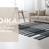 Ultra Soft Area Rug, Non Slip, Stain Resistant, Washable Area Rugs for Living Room, Bedroom, Timeless Monochrome Striped Aesthetic(Black)