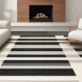 Ultra Soft Area Rug, Non Slip, Stain Resistant, Washable Area Rugs for Living Room, Bedroom, Sophisticated Striped Artful Arrangement(Beige)